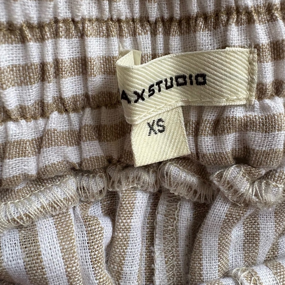 Linen Cotton Blend White and Beige Striped Wide-Leg Pants Size XS - Picture 3 of 6